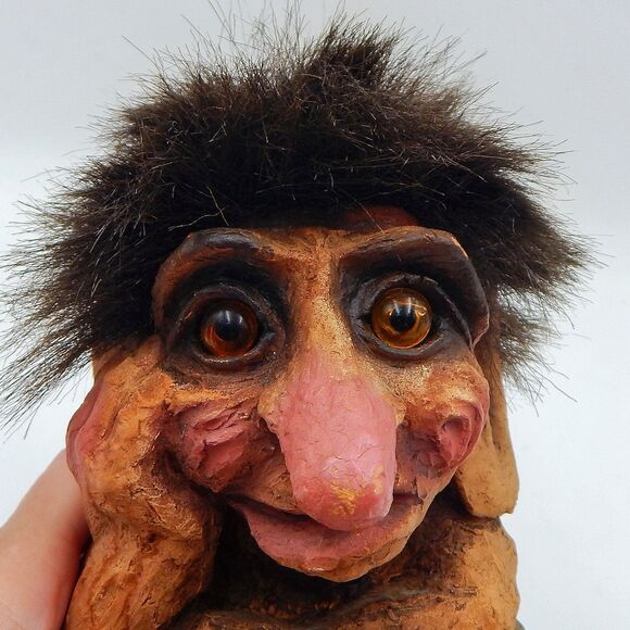 NyForm Troll Man On Rock Thinking #170 Norway Handmade 7 Inch Folk Art Disc - Picture 11 of 11